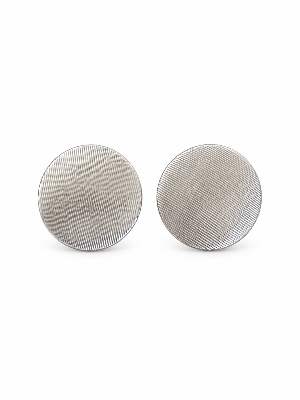 Silver Round Textured Clip-On Earrings